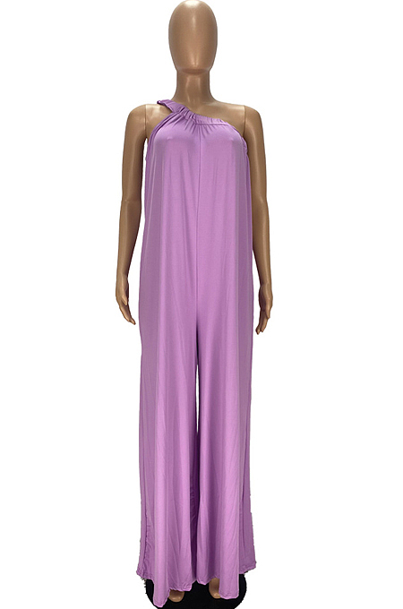 Fashion Loose Inclined Shoulder Casual Jumpsuits YT3273 