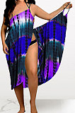 Tie Dye Printing Condole Belt Backless Sexy Spliced Beach Dress MQX2335