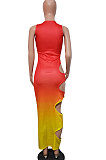 Women Sexy Gradual Change Spliced Hole Hole Long Dress GHH023