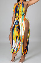 Women Condole Belt Sexy Open Fork Bodycon Jumpsuits （Contain Waist Knotted Strap）GHH036
