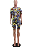 Fashion Round Neck Irregularity Print Sets WY6792