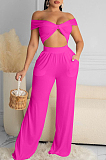 Euramerican Women Pure Color Chest Wrap Top Loose Pants Two-Piece X9297 