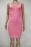 Euramerican Pure Color Waffle Package Buttocks Vest Dress X9298