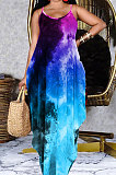 Tie Dye Printing Condole Belt Loose Long Dress GHH037