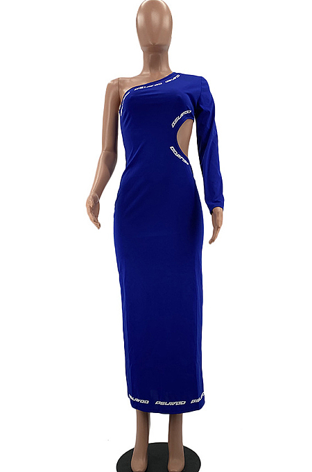 Fashion Casual Single Sleeve Letter  Dress W8384