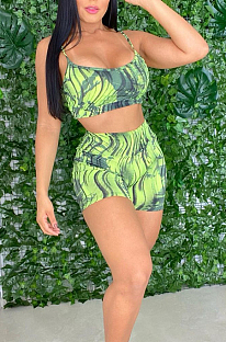 Euramerican Sexy Print Vest Top Beach Shorts Two-Piece HHM6520 