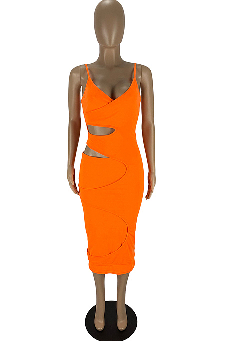 Sexy Fashion Hollow Out Wrong Layer Sling Cotton Dress LYY9300