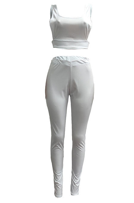 Temperament Casual Pure Color Sleeveless Backless Pants Sets JP1037