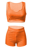 Women Pure Color Vest Sport Casual Shorts Sets NK242