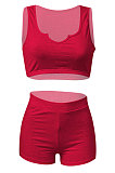 Women Pure Color Vest Sport Casual Shorts Sets NK242