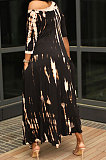 Tie Dye Loose Short Sleeve Long Dress AD0407