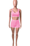 Women Pure Color Vest Sport Casual Shorts Sets NK242