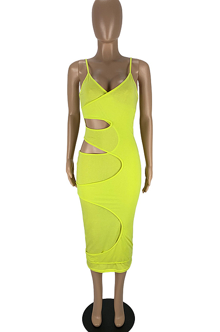 Sexy Fashion Hollow Out Wrong Layer Sling Cotton Dress LYY9300