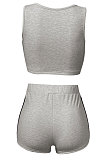 Women Pure Color Vest Sport Casual Shorts Sets NK242