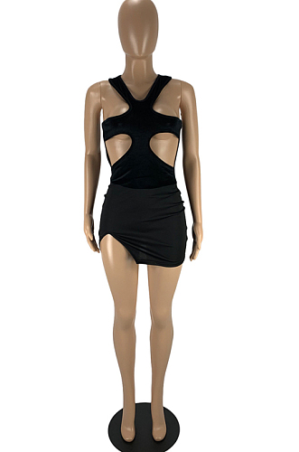 Fashion Hollow Out Tight Chest Wrap Mini Dress LYY9303