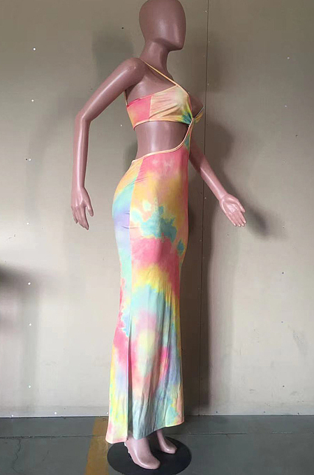 Fashion Casual Tie Dye Digital Printing Dress D8447