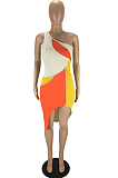 Fashion Sexy Spliced Off Shoulder Dress LYY9306