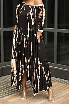 Tie Dye Loose Short Sleeve Long Dress AD0407