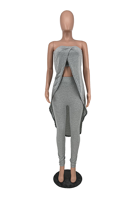 Pure Color Sleeveless Chest Wrap Trail Pants Sets ZNN9046