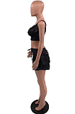 Euramerican Splash-Ink Agaric Edge Bind Vest Short Skirt Two-Piece TD8027