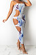 Condole Belt Temperament Sexy Hole Printing Long Dress JP1034