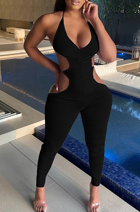 Fashion Sling Fold Backless Sexy Jumpsuits LML220