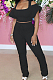 Cotton Pure Color Casual Off Shoulder Flounce Sets LML230
