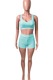 Women Pure Color Vest Sport Casual Shorts Sets NK242