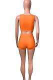 Women Pure Color Vest Sport Casual Shorts Sets NK242