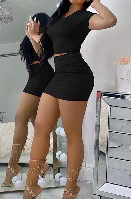 Fashion Pure Color Tight Backless Bind Two-Piece LYY9301