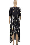 Tie Dye Loose Short Sleeve Long Dress AD0407
