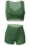 Women Pure Color Vest Sport Casual Shorts Sets NK242