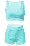 Women Pure Color Vest Sport Casual Shorts Sets NK242