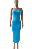 Pure Color Bandeau Bra Midi Dress NK243