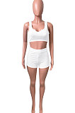 Women Pure Color Vest Sport Casual Shorts Sets NK242