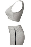 Women Pure Color Vest Sport Casual Shorts Sets NK242
