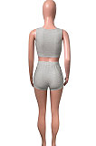 Women Pure Color Vest Sport Casual Shorts Sets NK242