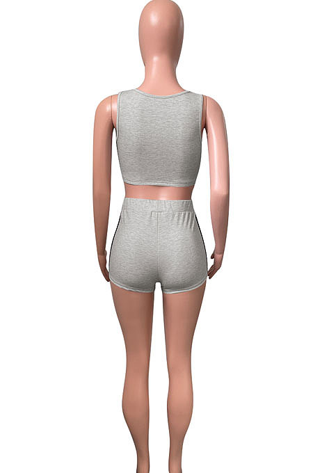 Women Pure Color Vest Sport Casual Shorts Sets NK242