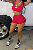 Women Pure Color Vest Sport Casual Shorts Sets NK242