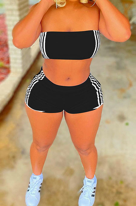 Fashion Casual Sport Pure Color Chest Wrap Shorts Sets JP1036