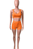 Women Pure Color Vest Sport Casual Shorts Sets NK242