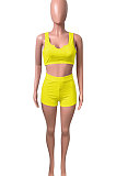 Women Pure Color Vest Sport Casual Shorts Sets NK242