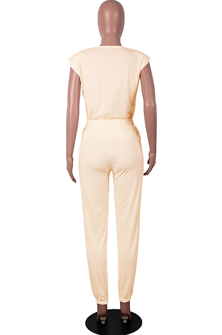 Pure Color Shoulder Pads Sleeveless Sports Sets MD409