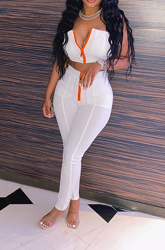 Casual Chest Wrap Zipper Pants Two Piece Set AMX6020