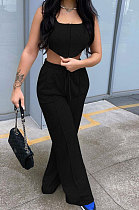 Pure Color Stealth Buckle Sleeveless Vest Loose Pants Sets JP1030