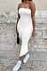 Pure Color Bandeau Bra Midi Dress NK243