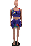 Euramerican Splash-Ink Agaric Edge Bind Vest Short Skirt Two-Piece TD8027