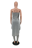 Pure Color Sleeveless Chest Wrap Trail Pants Sets ZNN9046