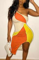 Fashion Sexy Spliced Off Shoulder Dress LYY9306