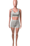 Women Pure Color Vest Sport Casual Shorts Sets NK242
